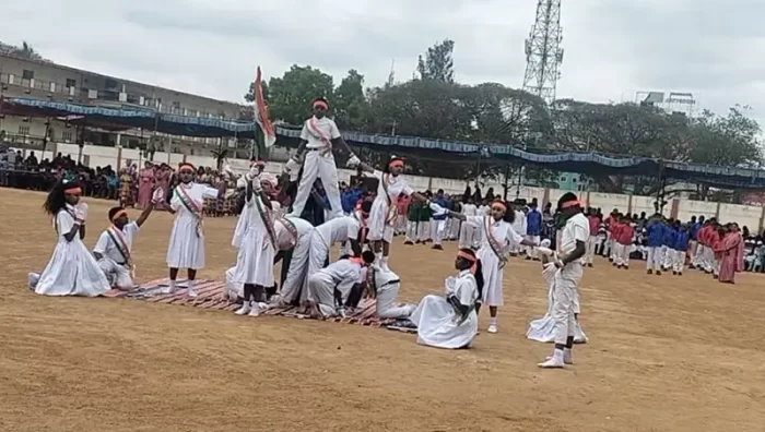 Students are engaged in a coordinated outdoor performance or physical activity.
The image shows movement, teamwork, and active participation.
It reflects holistic learning beyond the classroom.