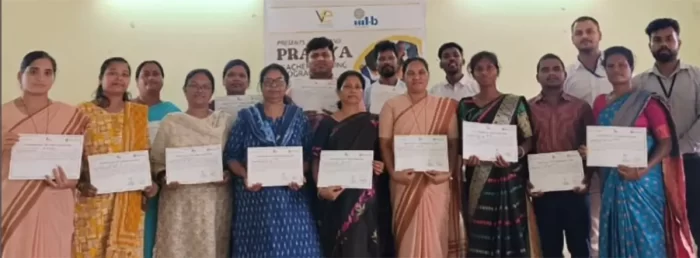 Teachers from Jharkhand pose proudly after completing the Pragya training workshop.
The photo radiates collaboration and commitment toward inclusive and accessible education.