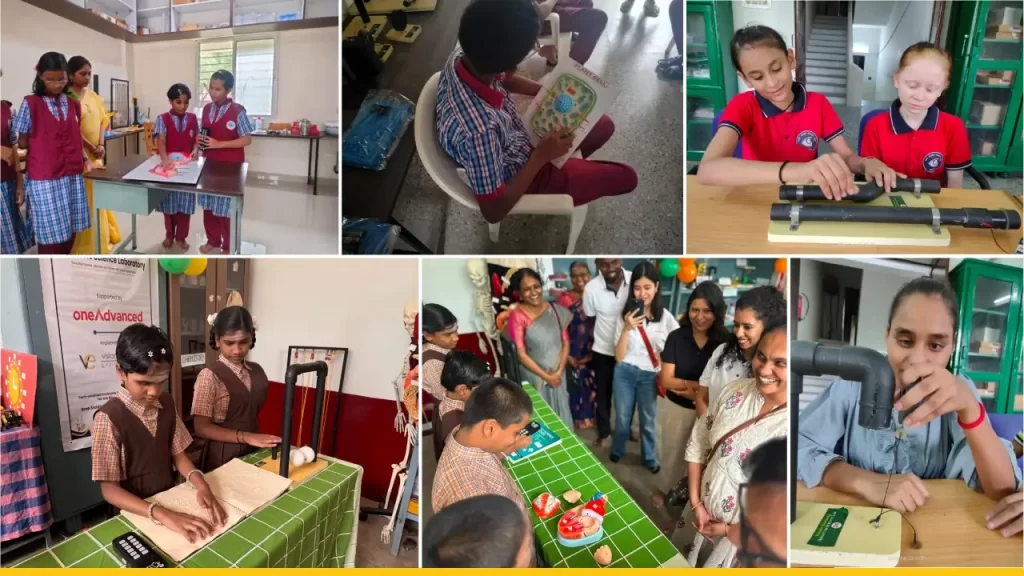 Students engaged in activities in the Accessible science labs set up in Pune and Karnataka