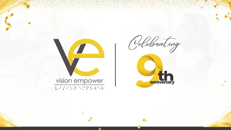 A cover image showing Vision Empower Logo on the left and 'Celebrating 9th Anniversary' on the right