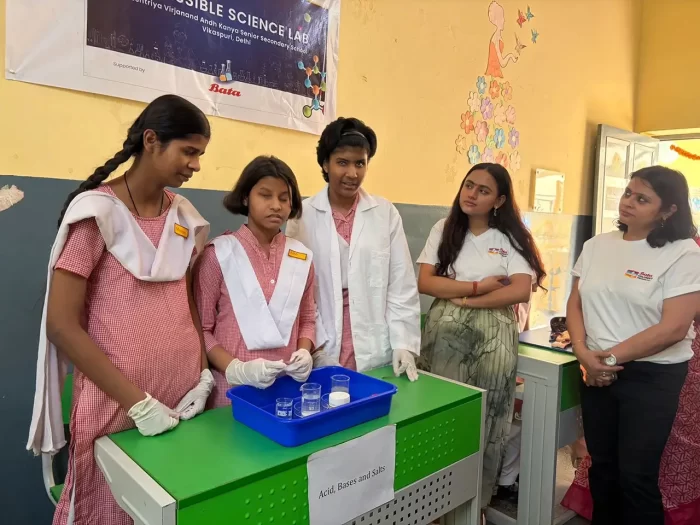 'Acids Bases Salts' showcased by 3 students at the Accessible Science Lab RRashtriya Virjanand Andh Kanya Senior Secondary School, Vikaspuri, Delhi