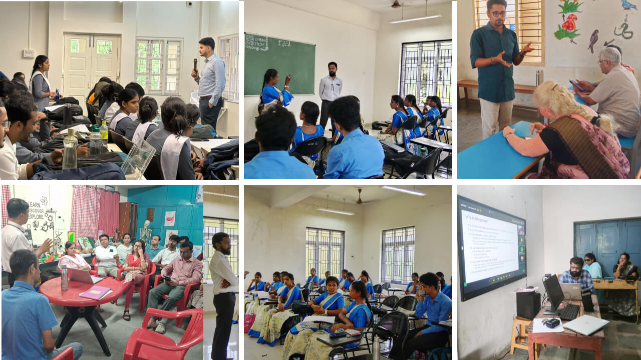 Collage of participants and trainers at a Vision Empower AI Skilling Program workshops