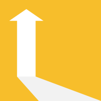 An icon of an upward pointing arrow on a yellow background to represent 'Looking Forward' and to highlight the final contact details