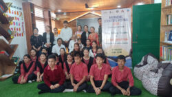 This image is of students of Donyi Polo Mission School, The Students are shown posing for a photo while they attended the Arunachal Literature festival 2024, the students Greatly had a chance to meet the Padmashree awardee Sri Satyanarayan Mundayoor and enjoyed different indoor game activities as a part of Children’s Day Celebrations
