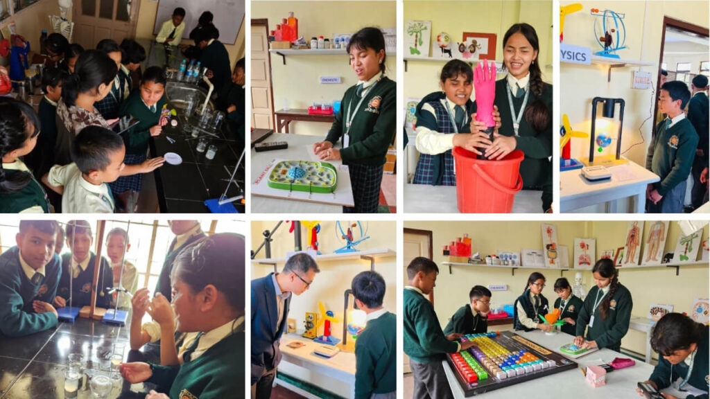 Collage of pics of the Accessible Science Lab at Jyoti Sroat Higher Secondary School