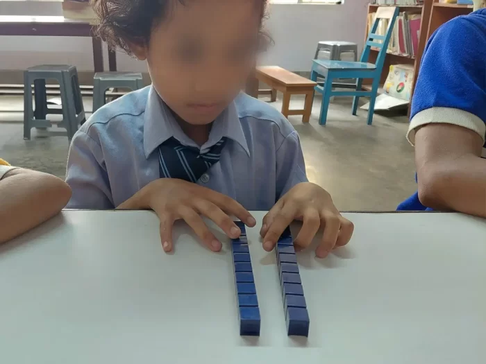 A Math session in progress: Introducing place value