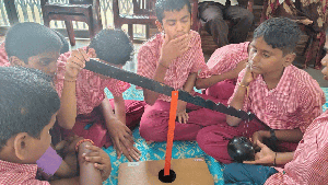 children doing an experiment