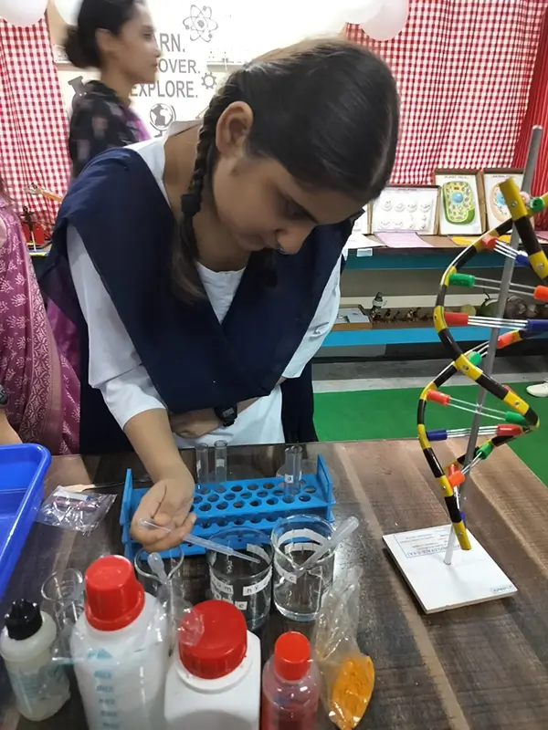 A student doing a science experiment